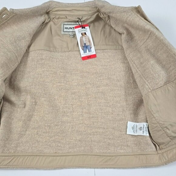 HUNTER Women's Button Down Collared Cream Merino Wool Jacket Pockets Size M - Picture 10 of 15